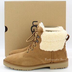 NEW UGG Romely Suede Lace Up Boots, US 8.5, Chestnut